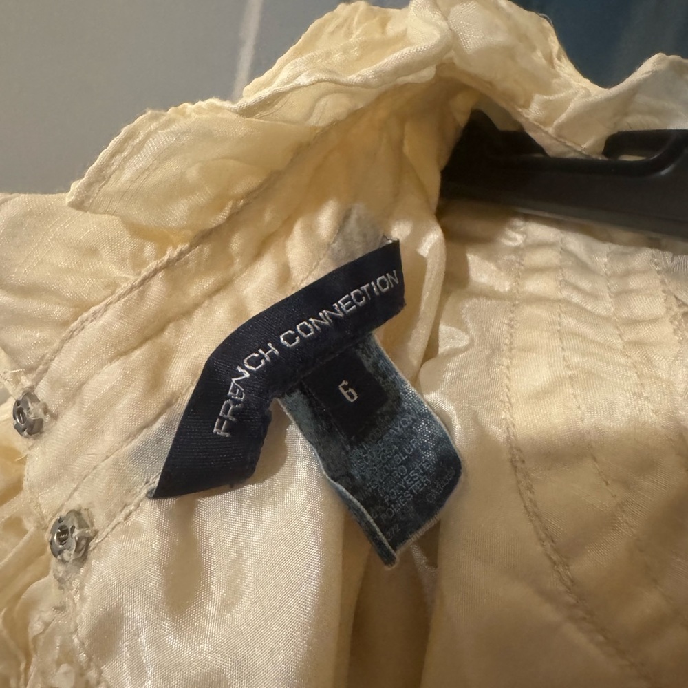 French Connection Cream Ruffled Blouse - Picture 2 of 3
